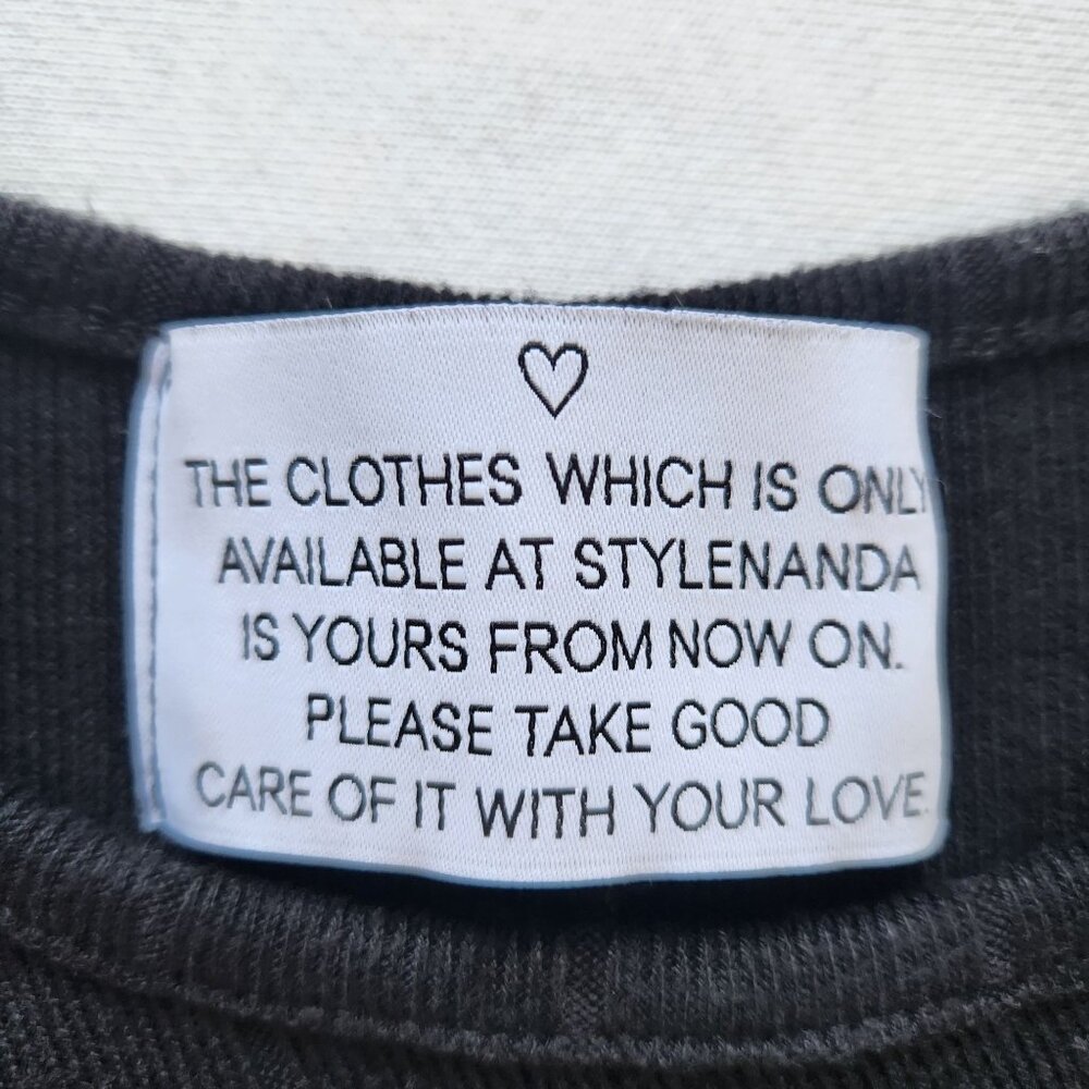 Stylenanda  Black Ribbed Long Sleeve Top Soft Comfy Cozy Korean Layer Minimalist - Picture 6 of 9